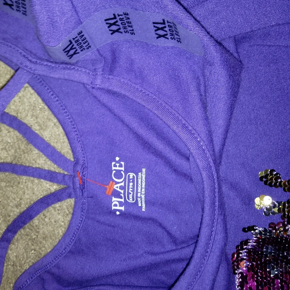 NWT/Brand: place / size : XXL 16/kids purple tshirts with flip sequin de…